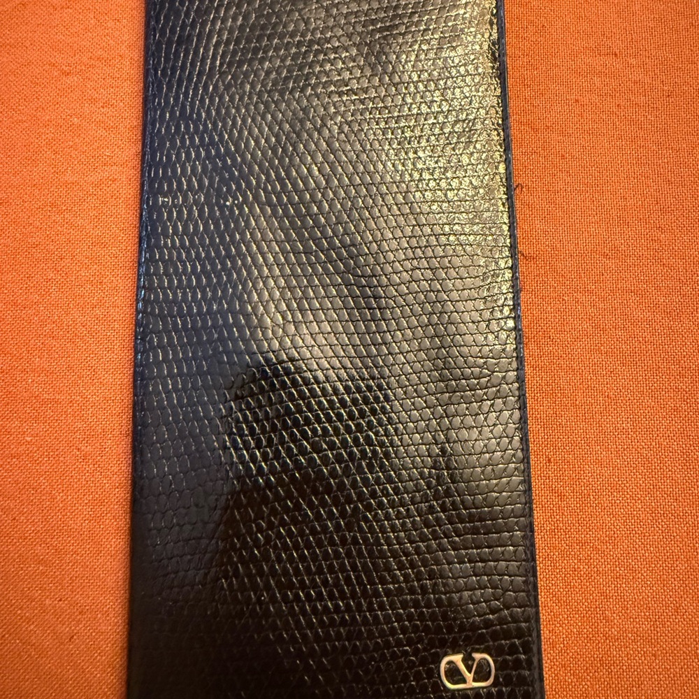 Valentino Black Leather Textured Wallet/COA Included